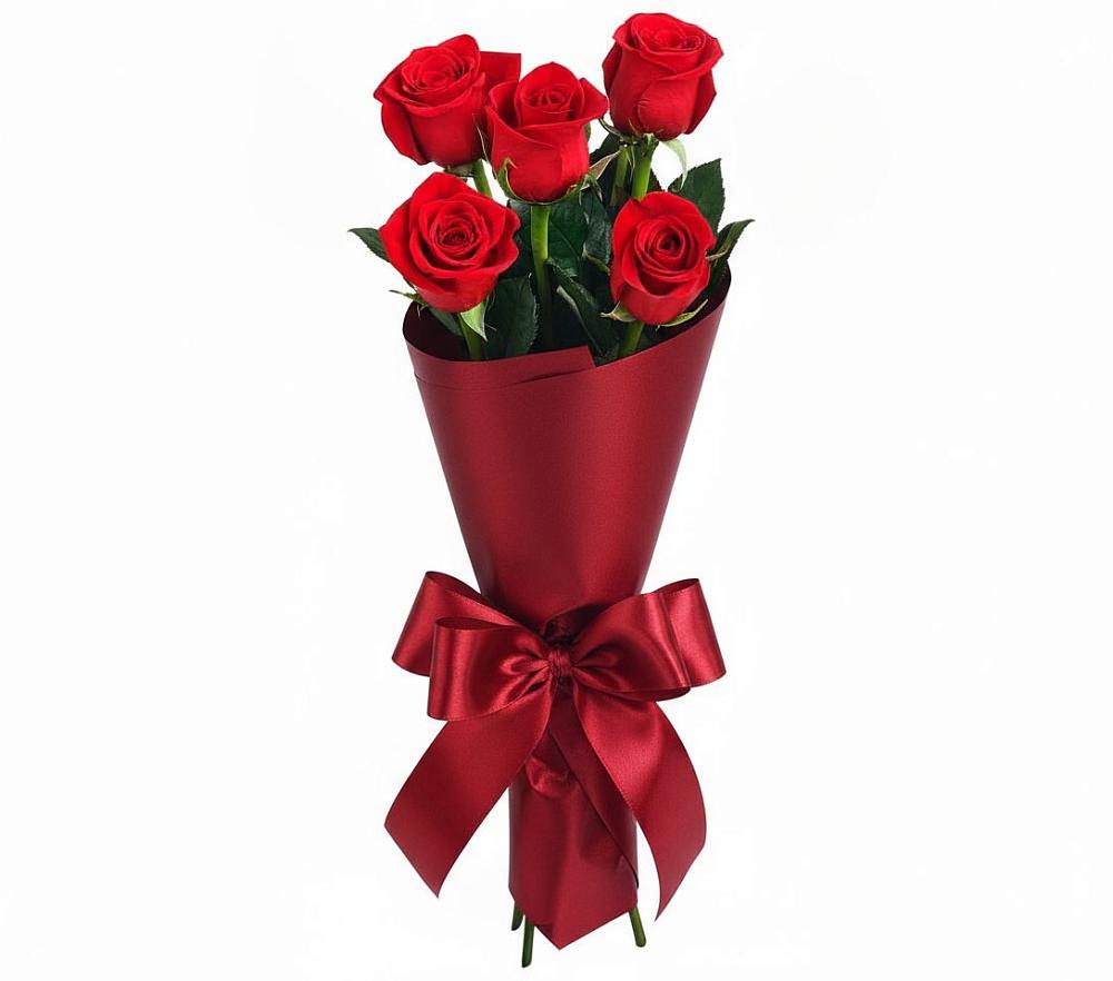 Букет 5 Красных роз Эдлесс Лав в Косяково