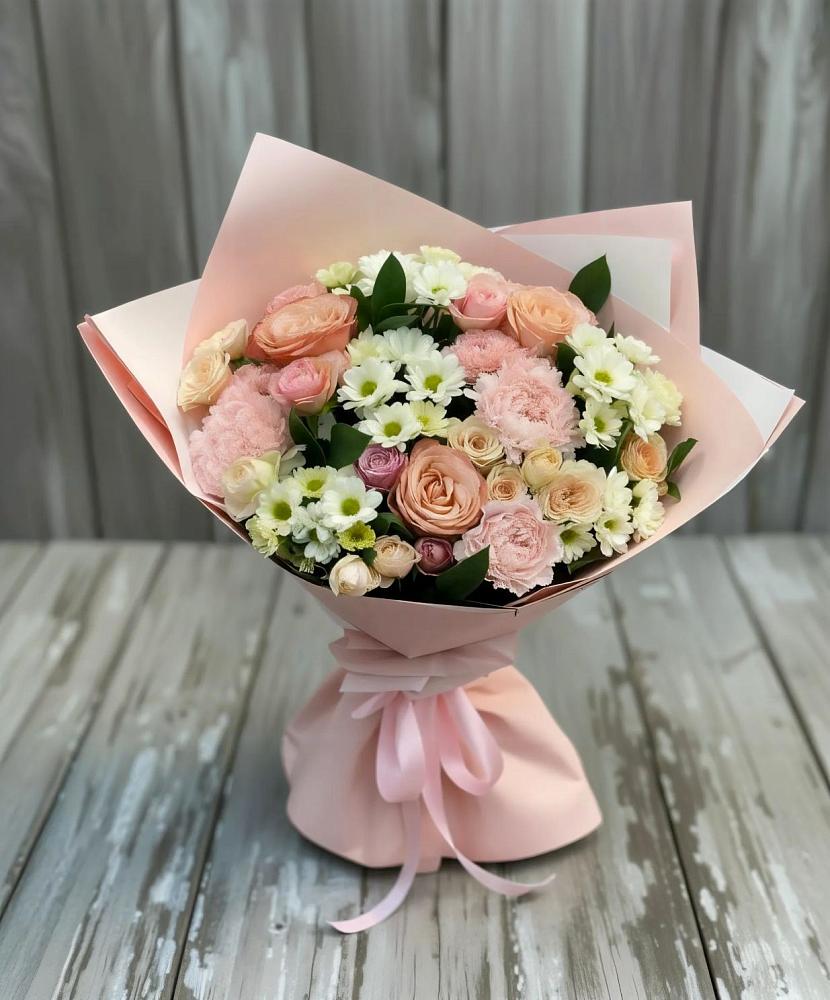 Букет цветов из: Гвоздики, Розы и Хризантемы в Косяково