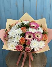 Букет цветов из:  Розы, Герберы и Хризантемы в Косяково