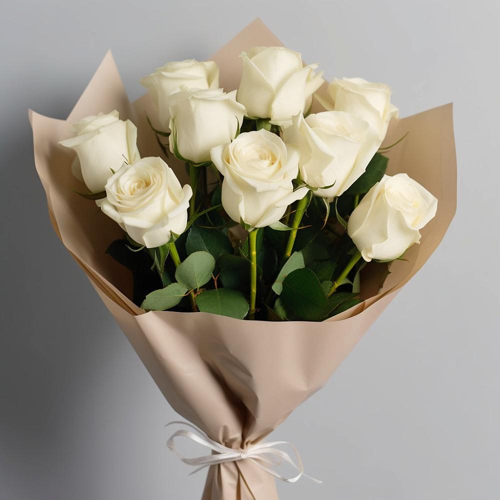 Букет 9 Белых роз Эдлесс Лав в Косяково