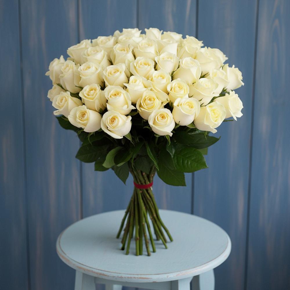 Букет 51 Белая роза Эдлесс Лав в Косяково