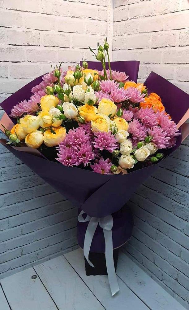 Букет цветов из: Хризантемы и Розы в Косяково
