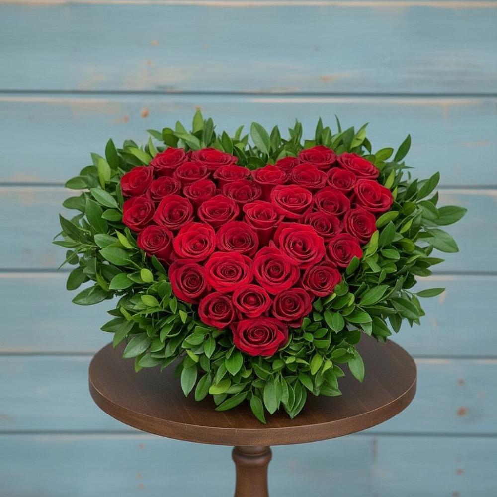 Цветочная композиция из Розы в виде сердца в Косяково