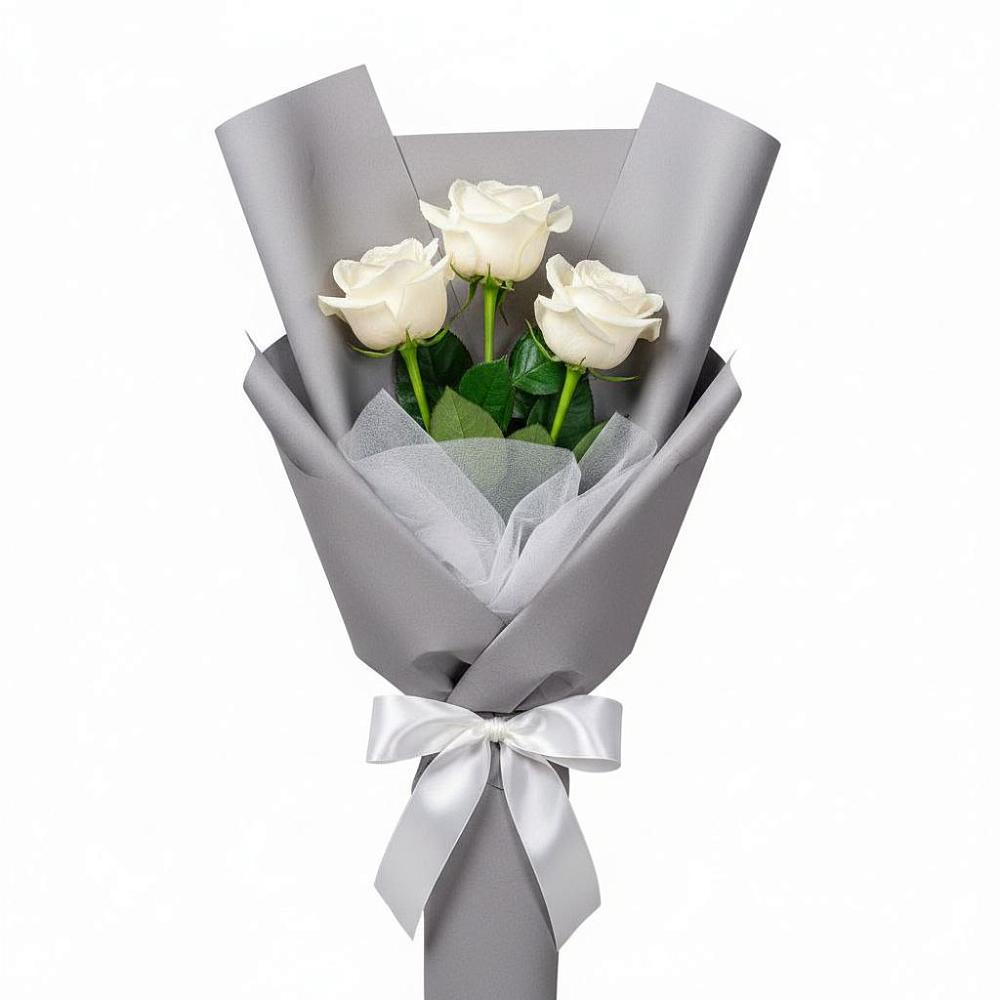Букет 3 белые розы в Косяково