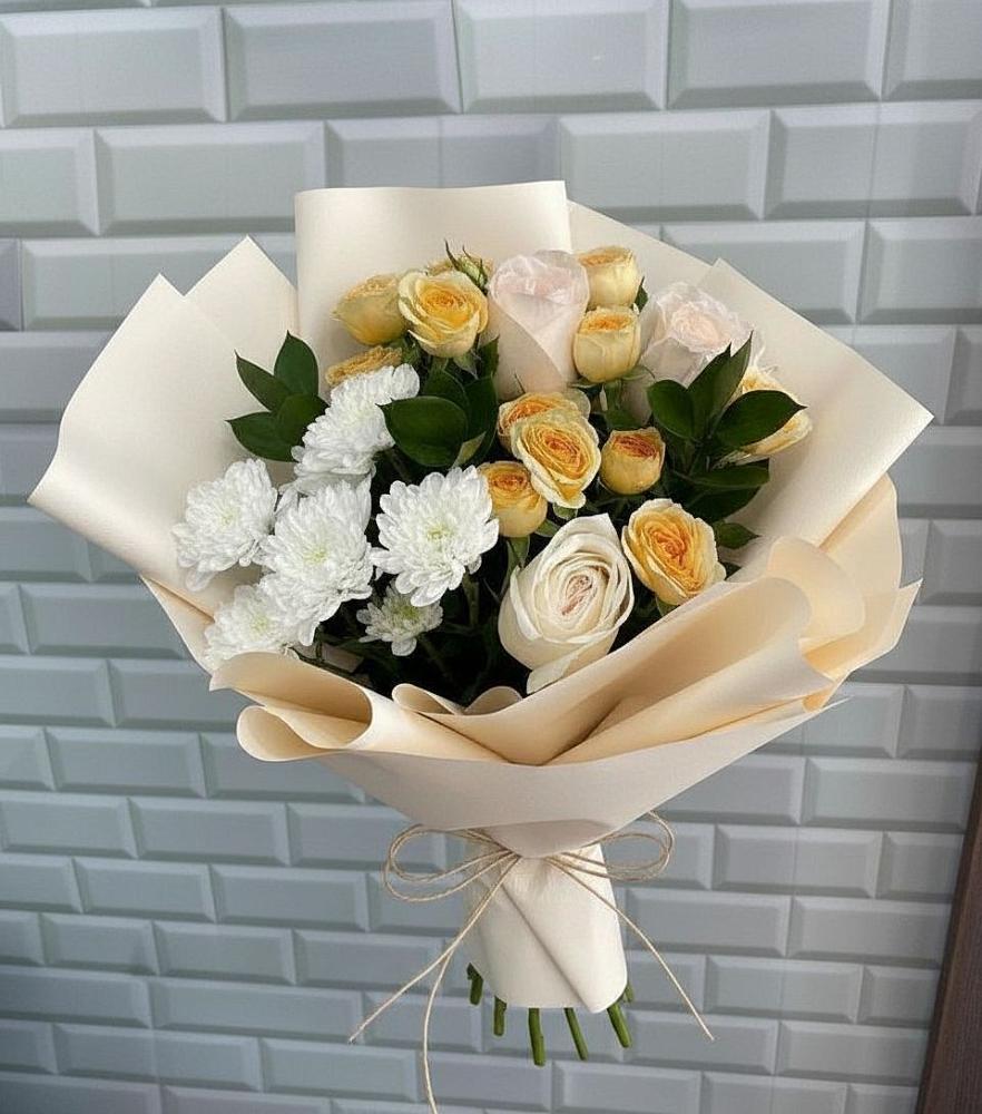 Букет цветов из: Розы и Хризантемы в Косяково