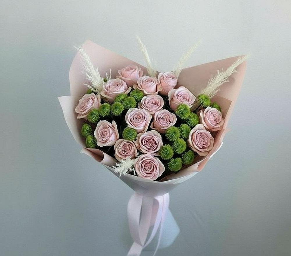 Букет цветов из: Розы и Хризантемы в Косяково