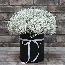 Цветочная композиция из Гипсофила в шляпной коробке в Косяково