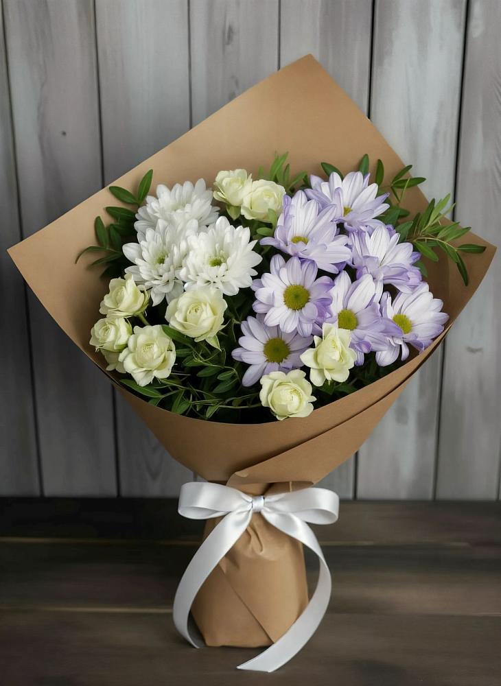 Букет цветов из: Хризантемы и Розы в Косяково