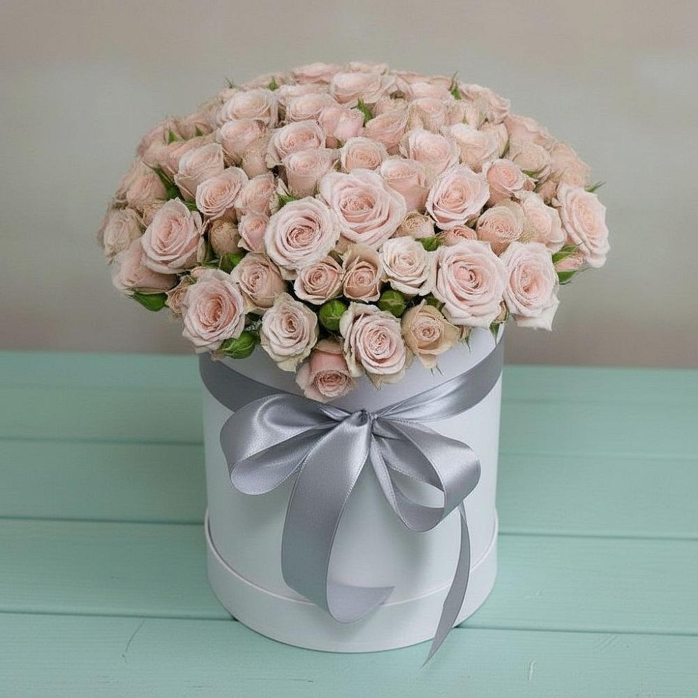 Цветочная композиция из Розы в шляпной коробке в Косяково